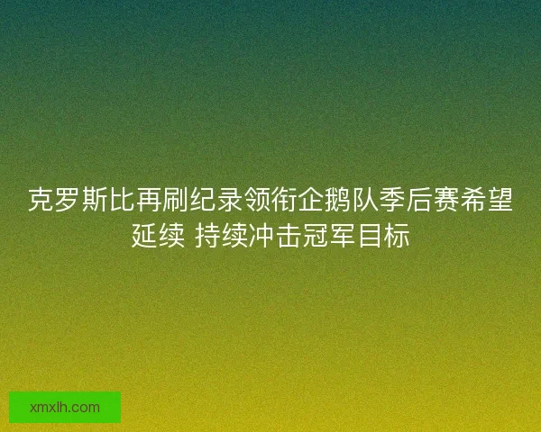 克罗斯比再刷纪录领衔企鹅队季后赛希望延续 持续冲击冠军目标