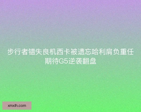 步行者错失良机西卡被遗忘哈利肩负重任期待G5逆袭翻盘